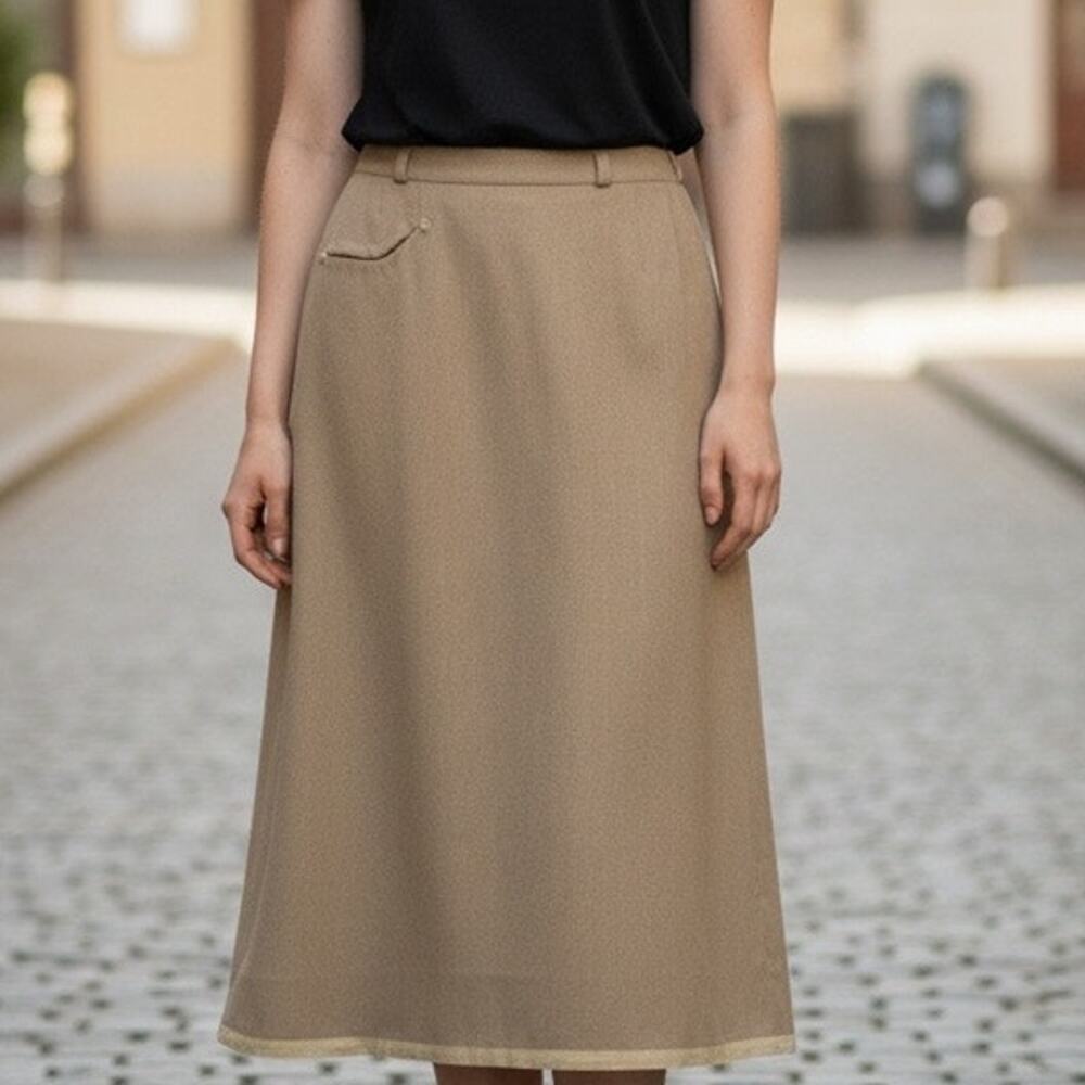 Vtg Tailored by Evan Picone Imported Fabric  Raw Hem Single Pocket Wool Skirt